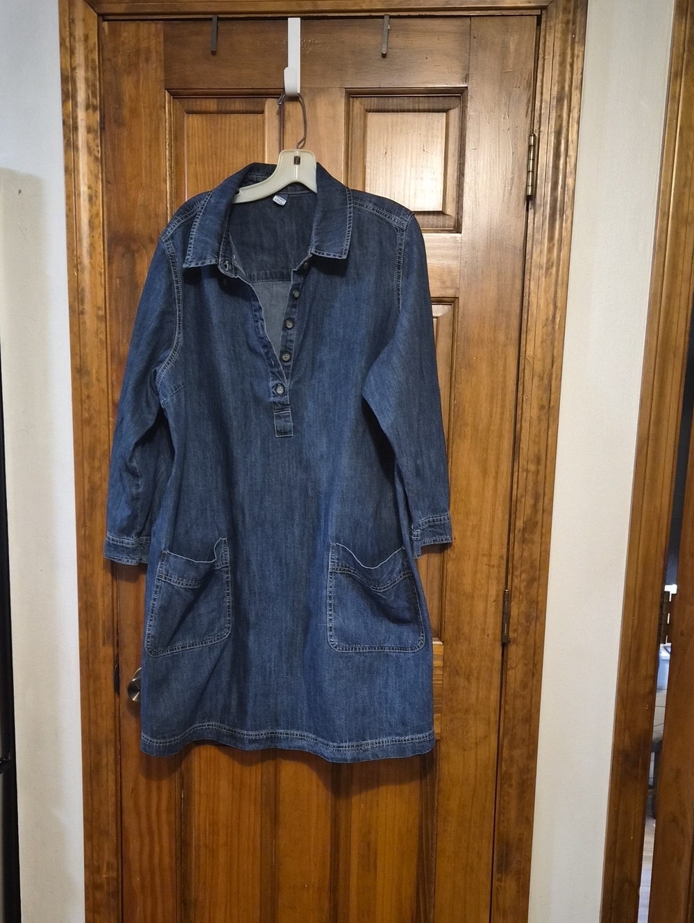Old Navy Dark Blue Denim Tunic Jacket with Patch Pockets